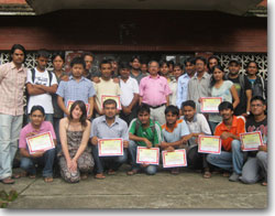 Students proudly displaying their certificates following Dr Milne's course.